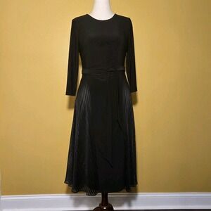 Lauren Ralph Lauren Size 6 Black Knit Long Sleeve Maxi Shift Dress Modest j370